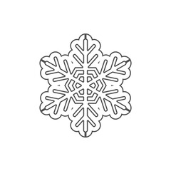 Snowflake silhouette icon. Snow flake stencil blueprint.