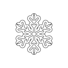 Snowflake silhouette icon. Snow flake stencil blueprint.