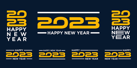 Naklejka premium 2023 Happy New Year logo text design. 2023 number design template. vector illustration.