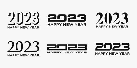 2023 Happy New Year logo text design. 2023 number design template. vector illustration.