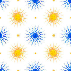 Boho watercolor illustration cute sun mystical drawing for astrology. Set of abstract modern art with simple geometric shapes, lines and circles. Boho in a minimalist style for poster, T-shirt