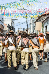 Group of Cangaceiros protest in the civic parade of Independence of Bahia in Lapinha neighborhood,...