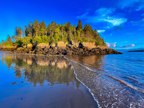 New River Beach on The Bay of Fundy in Canada with rugged terrain