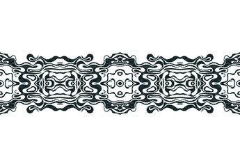 Seamless abstract ethnic border in black and white colors.  Can be used for a textile design.