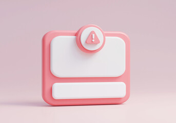 Warning notification bell reminder alert icon on pink background