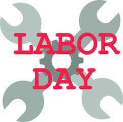 Happy Labor Day. Festive lettering. Wrench. Vector.