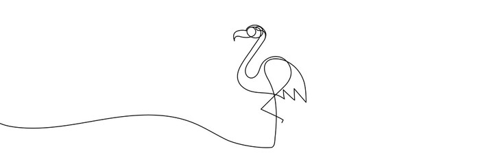Continuous line drawing Flamingo. Logo, outline on a white background.Line art.