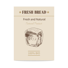 Vector hand drawn sketch bread poster. Eco food.  Hand drawn template for packaging, label, banner, poster.