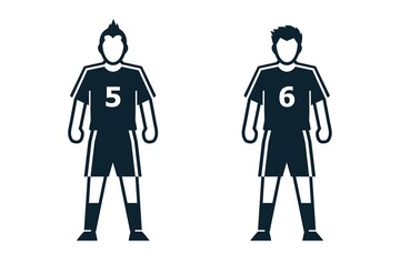 Soccer Player, People and Clothing icons with White Background