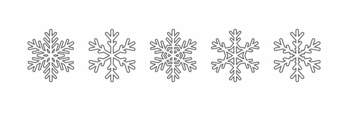 Thinline snowflake silhouette icon. Snow flake stencil blueprint