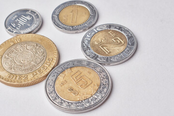 Mexican coins and banknotes. Mexican peso, Latin American currency. money, saved, finances,	