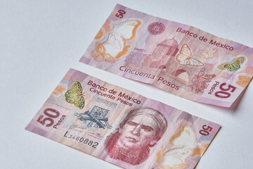 Mexican coins and banknotes. Mexican peso, Latin American currency. money, saved, finances,	
