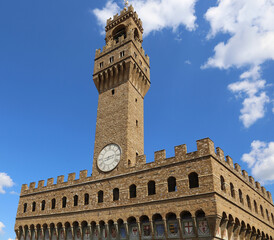 Obraz premium Clock Tower of OLD PALACE called Palazzo Vecchio in Florence City in Central Italy Europe