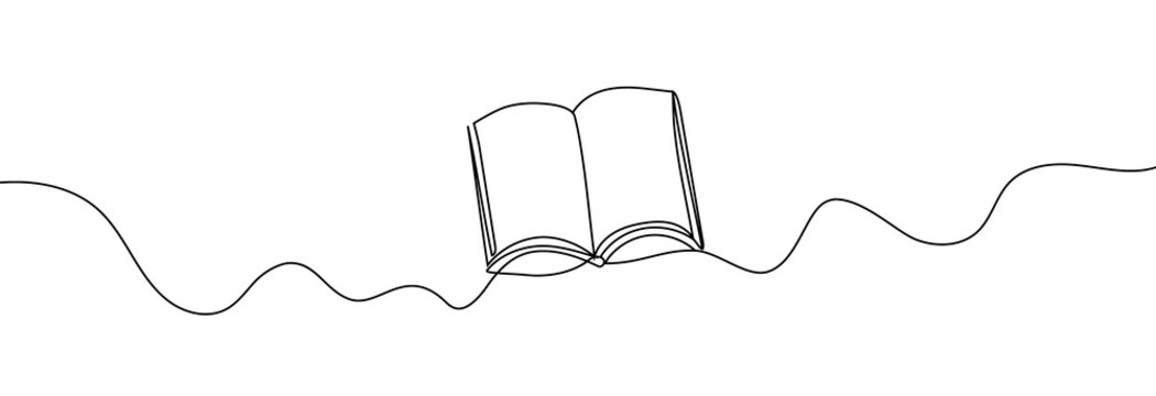 recommend clip art: Book continuous one line drawing. Line art