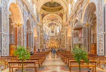 Foto op Canvas Vue de l'intérieur de l'Église du Gesù de Palerme, Sicile. © ODIN Daniel