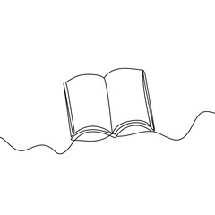 Book continuous one line drawing. Line art