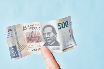 Mexican coins and banknotes. Mexican peso, Latin American currency. money, saved, finances,	