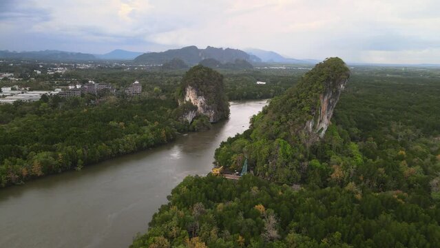 Aerial views of Krabi Town in Thailand