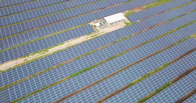 Aerial View of solar panels field, Nir David, Northern District, Israel.