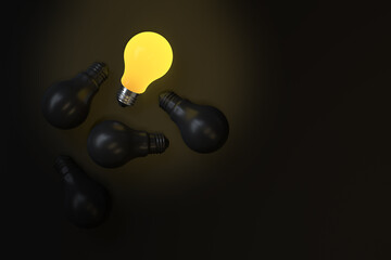 Fototapeta Creative Idea and Innovation Lightbulb. 3d Rendering obraz