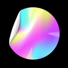 Holographic sticker circle shape isolated on black background vector 10 eps
