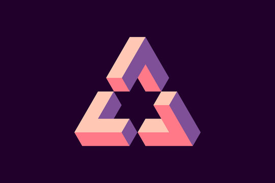 Abstract soft pink and violet impossible triangle