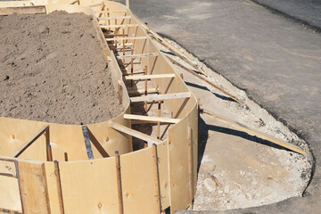 plywood wooden formwork for urbanization and the creation of urban flower beds