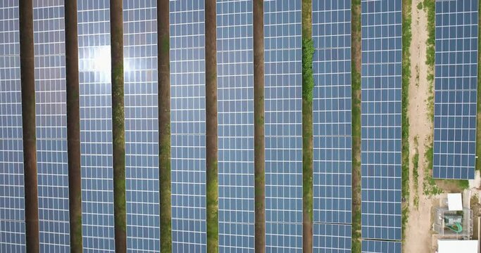Aerial View of solar panels field, Nir David, Northern District, Israel.