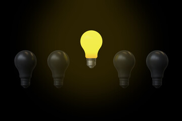 Fototapeta Creative Idea and Innovation Lightbulb. 3d Rendering obraz