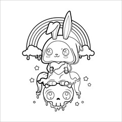 Pastel Goth Coloring Page For Kids | Creepy Kawaii Coloring Page coloring page creepy page 