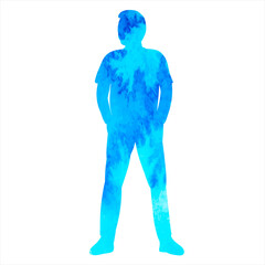 man watercolor silhouette on white background, isolated, vector