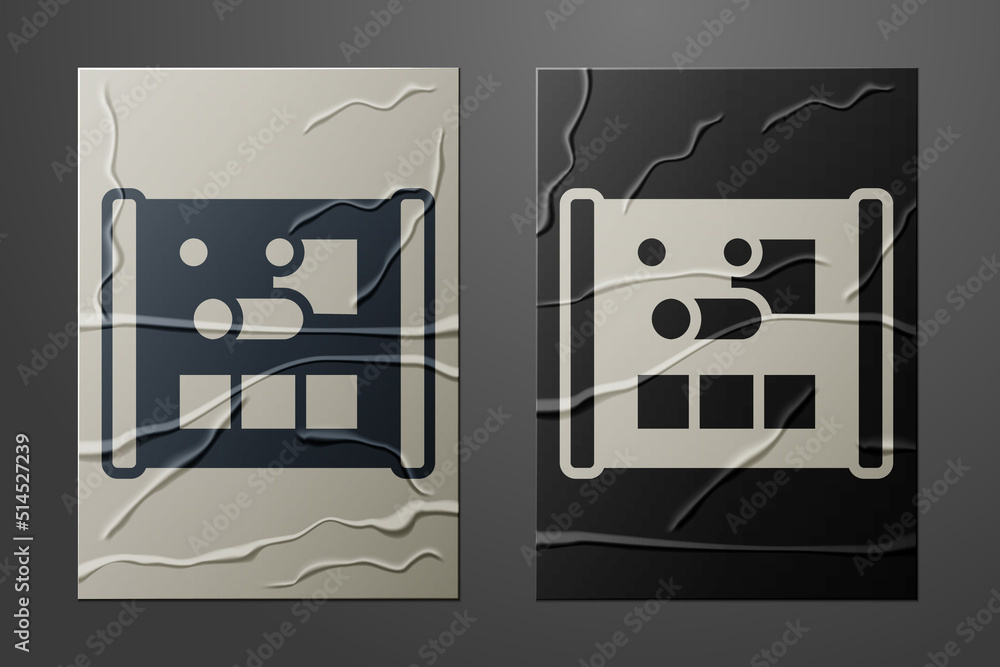 Poster white graphing paper for engineering icon isolated on crumpled paper background. paper art style. ve