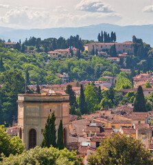 Fototapeta na wymiar Views across the rooftops of Florence, Italy