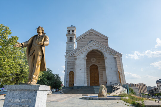 Pristina, Kosovo - July 2022: Mother Teresa Cathedral in Pristina, Kosovo. The Cathedral of Saint Mother Teresa is a Roman Catholic cathedral in Pristina
