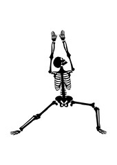 Silhouette of a skeleton in yoga position. Vector.