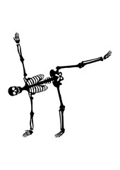 Silhouette of a skeleton in yoga position. Vector.