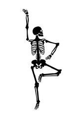 Silhouette of a skeleton in yoga position. Vector.