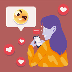 Obraz premium woman using smartphone