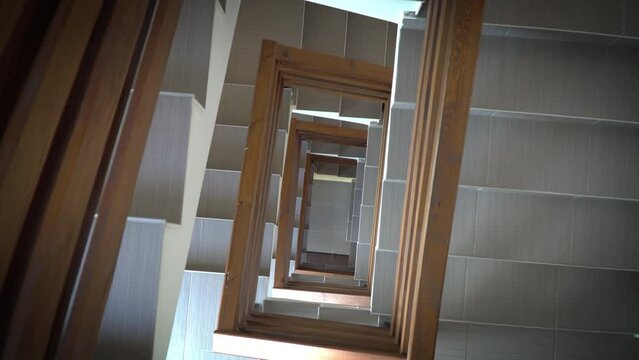 High angle view staircase going down stairs