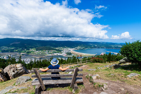 Woman at Mirador de San Roque, Viveiro, Lugo, Galicia, Spain.