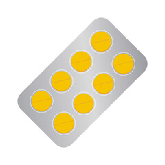 Vector illuіtration of yellow medical pills in flat style, isolated elements on white background