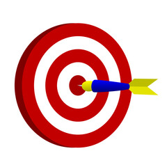 Red dart hit to center of dartboard.Vector illustration