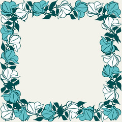 Fototapeta na wymiar frame magnolia flowers vector illustration