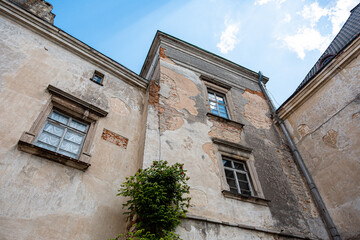 Elements of the building structure of the Olesco Castle in Ukraine one of the oldest parks in the country