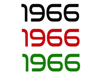 1966 year. Year set for comemoration in black, red and green. Vetor with background white.