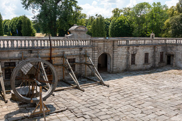Obraz premium Elements of the building structure of the Pidgoretskyj castle in Ukraine one of the oldest parks in the country