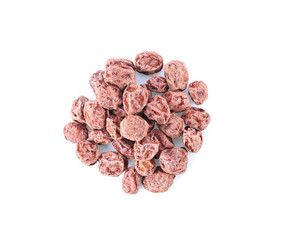 Myrica     dries Plum  Umeboshi  isolated on white backgroundceae  isolated on white background