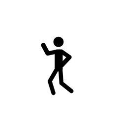 Fototapeta na wymiar happy dancing stick man, pictogram, silhouette of a human figure isolated on a white background