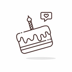 Illustration vector graphic of Cake. Cake line art style isolated on a white background. The illustration is suitable for book menus, banners, flyers, stickers, cards, etc