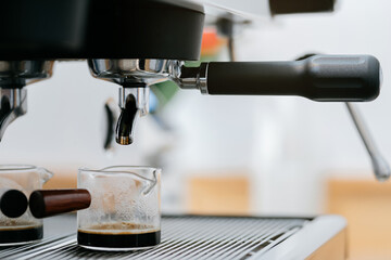 Side view shot of a cup of coffee.